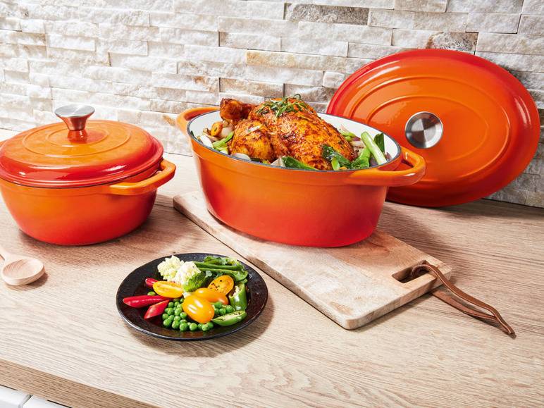 ERNESTO® Gusseisen-Bräter, Oval Ø 29 cm Bis zu 55% Rabatt