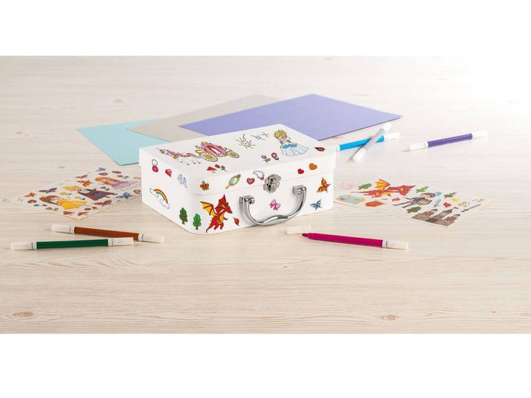 crelando® Kinder Bastelkoffer mit 12 Fasermalern Kostenloser Versand