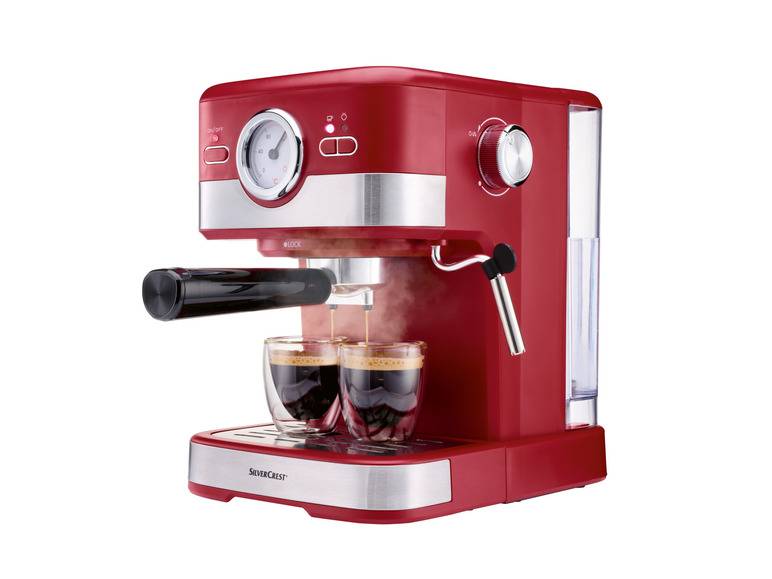 SILVERCREST® Espressomaschine Siebträger »SEM 1100 C5«, 1100 W, rot Nur noch ein Tag übrig