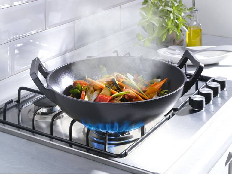 GRILLMEISTER Gusseisen mit Wok und Bratpfanne Tiefpreis