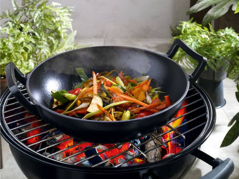GRILLMEISTER Gusseisen mit Wok und Bratpfanne Tiefpreis