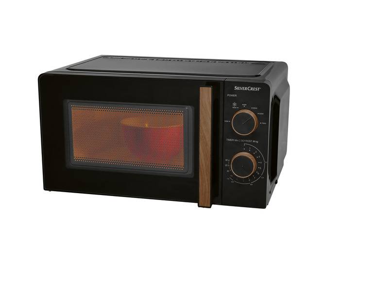 SILVERCREST® KITCHEN TOOLS Mikrowelle SMWH 700 B2, schwarz, Holzdesign Clearance-Verkauf