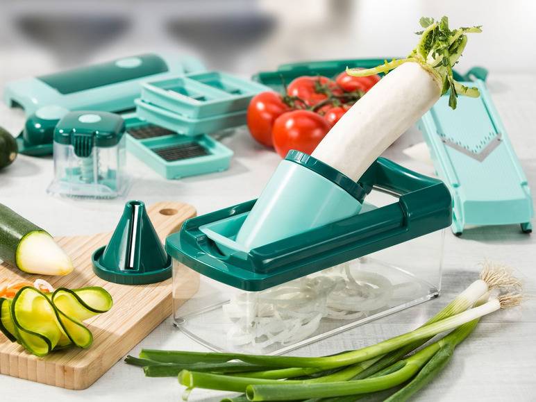 Genius Nicer Dicer »Fusion Smart«, 16-teilig, 1,25 l Auffangbehälter, Klingen aus Edelstahl Begrenzt auf 3 Tage