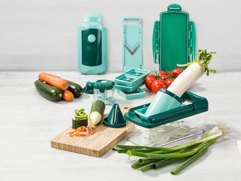 Genius Nicer Dicer »Fusion Smart«, 16-teilig, 1,25 l Auffangbehälter, Klingen aus Edelstahl Begrenzt auf 3 Tage