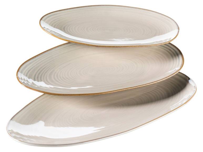 MÄSER Serie Nottingham, Set aus 3 Servierplatten, Servierteller in 3 Größen im Vintage-Look, Beige, Steinzeug Zeitbegrenzte Promotion