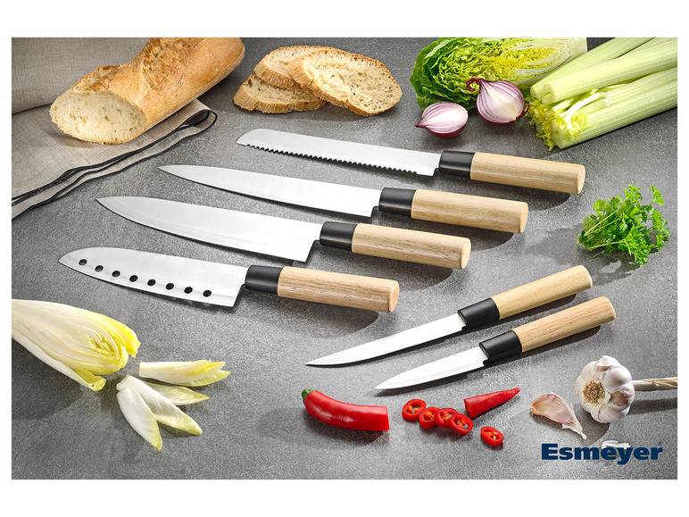Esmeyer Asia Messerset 6-teilig aus Edelstahl/Holzgriff 50% Rabatt mit kostenlosem Versand