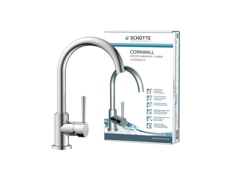 Schütte Küchenarmatur »CORNWALL«, Niederdruck Armatur Küche, 360° Wasserhahn Küche Fabrikladen