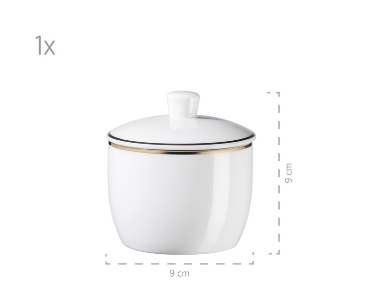 MÄSER Serie Professional Dining, Zubehör Set aus Müslischalen, Eierbechern, Schüsseln, Zuckerdose, Milchkännchen, Dipschälchen und Servierplatten, 24-teilig, Weiß mit Goldrand Cyber Monday