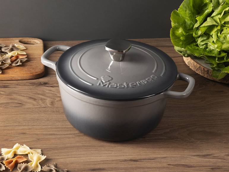 Masterpro Kasserolle, Gusseisen, mit Deckel, Ø 27 cm Fabrikverkauf