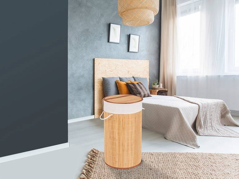 Wenko Wäschetruhe »Bamboo«, 55 l Fassungsvermögen, mit Baumwoll-Wäschesack, aus Bambus Neuheiten