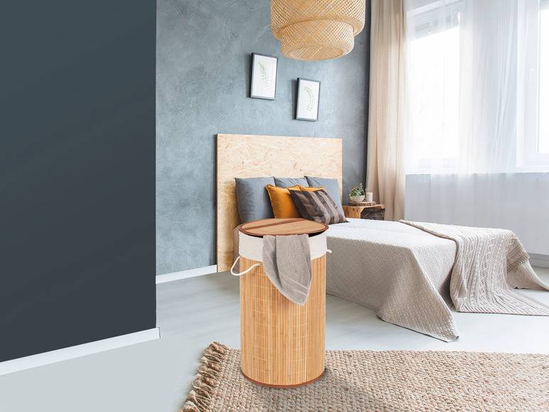 Wenko Wäschetruhe »Bamboo«, 55 l Fassungsvermögen, mit Baumwoll-Wäschesack, aus Bambus Neuheiten