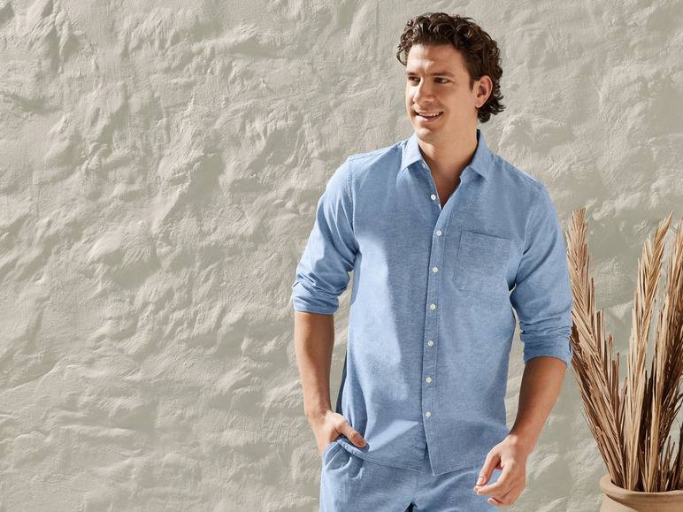 LIVERGY® Herren Leinenhemd mit Kentkragen im Angebot