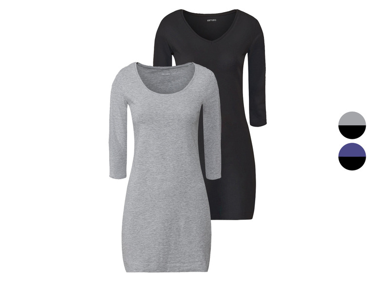 esmara® Damen Longshirts, 3/4-Armlänge, 2er Set Versandkostenfrei