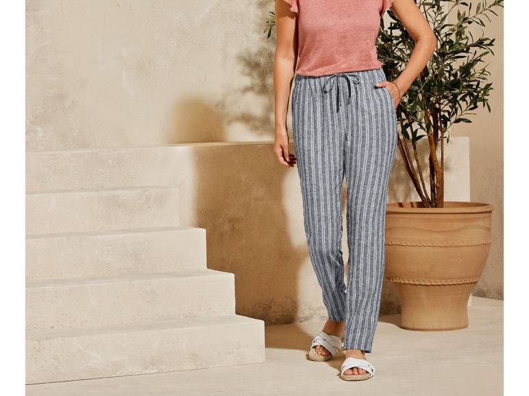 esmara® Damen Leinenhose mit Gummizugbund und Bindeband Cyber Monday