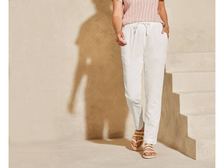 esmara® Damen Leinenhose mit Gummizugbund und Bindeband Cyber Monday