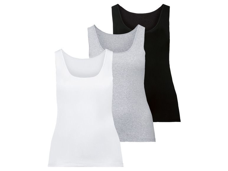 esmara® Damen Achselhemd, 3 Stück, mit hohem Baumwollanteil im Angebot