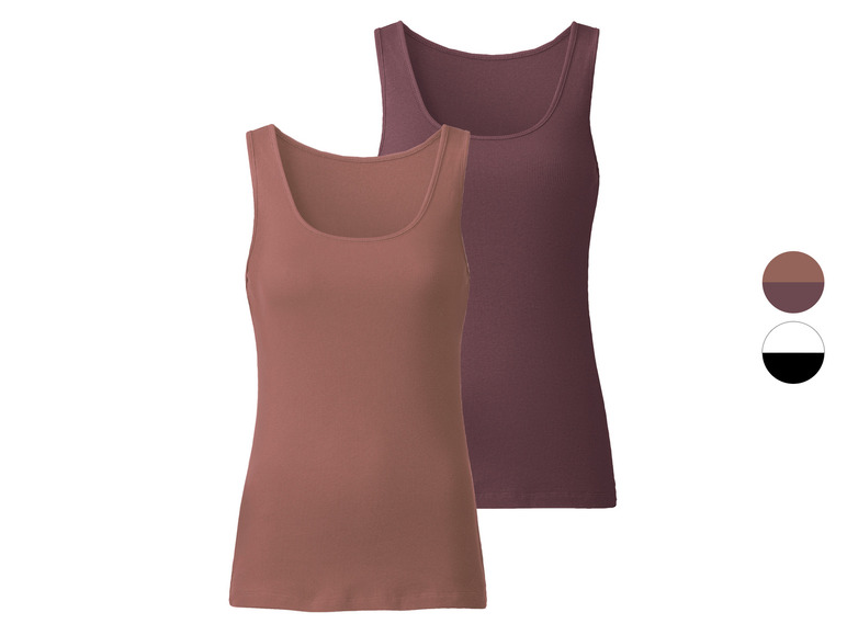 esmara® Damen Tops, 2 Stück, in anschmiegsamer Ripp-Qualität Jubiläumsangebot
