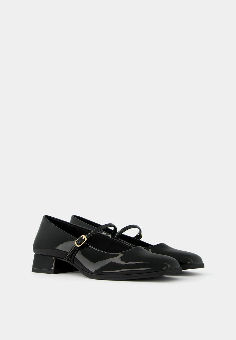 Bershka Bershka BLOCK-HEEL MARY JANES - Ankle strap ballet pumps - black Bis zu 55% Rabatt