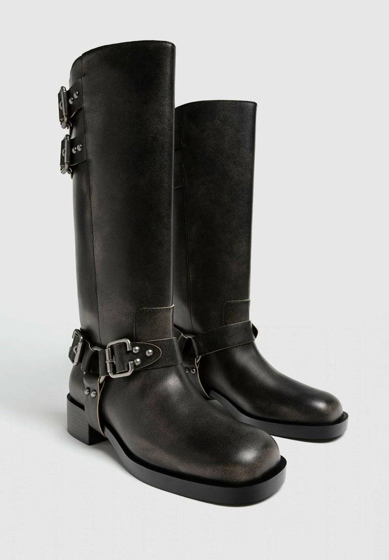 Stradivarius Stradivarius Cowboy/Biker boots - dark grey Super Rabatt