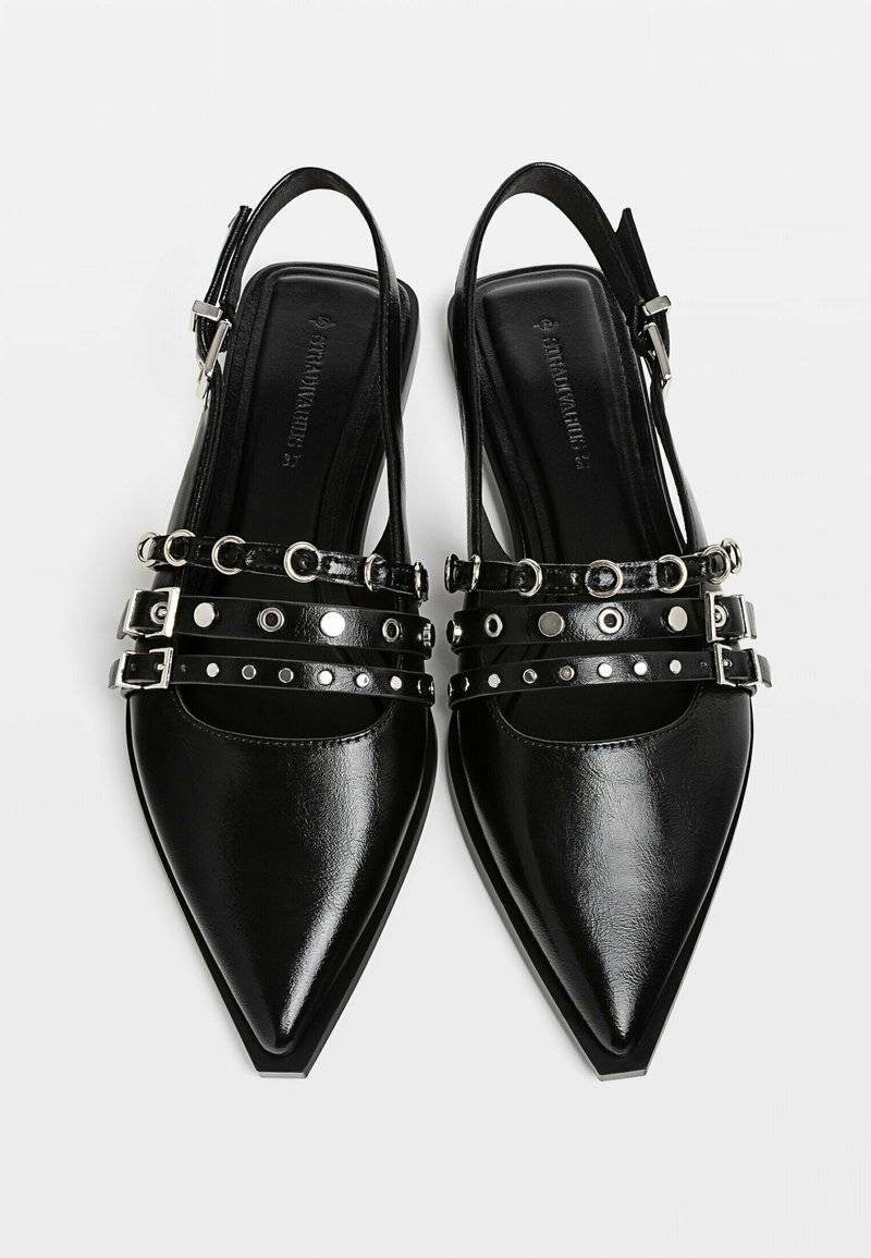 Stradivarius Stradivarius Slingback ballet pumps - black Clearance-Verkauf