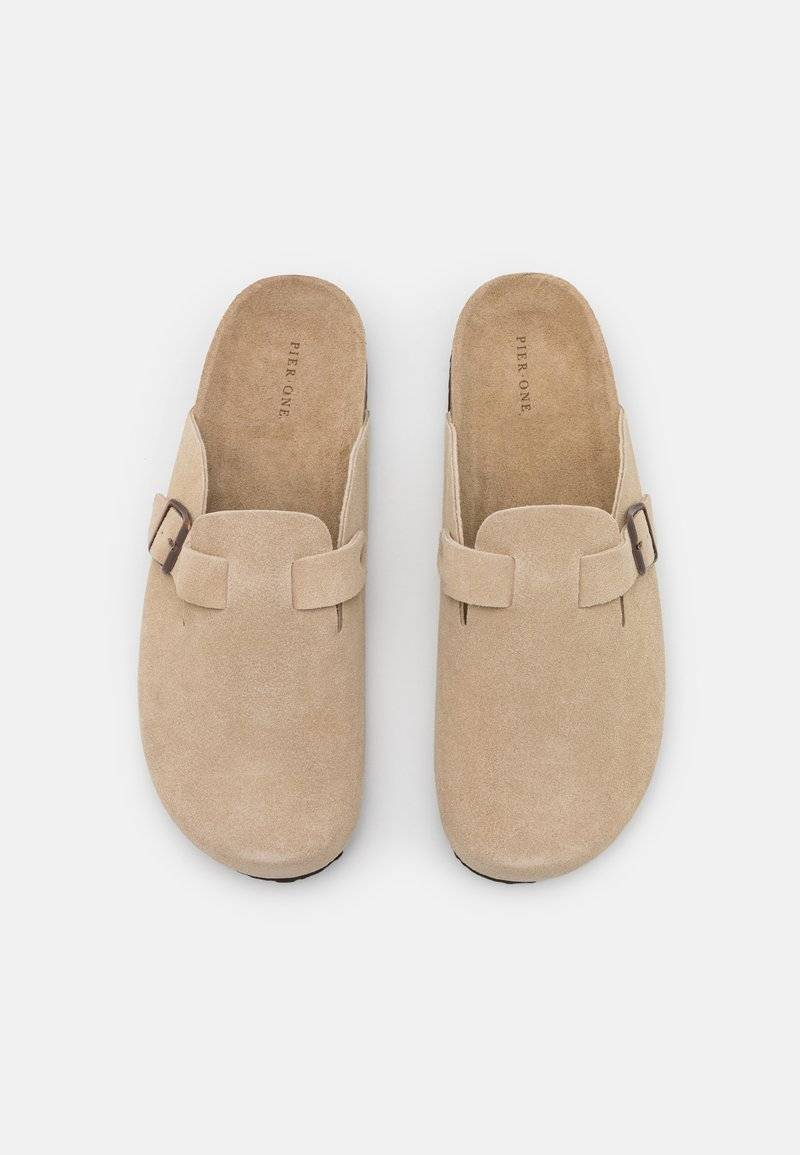 Pier One Pier One LEATHER UNISEX - Slippers - beige Begrenzt auf 3 Tage