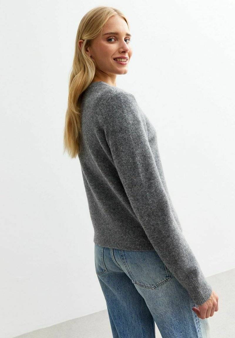 New Look New Look CREW NECK - Cardigan - grey Im Verkauf
