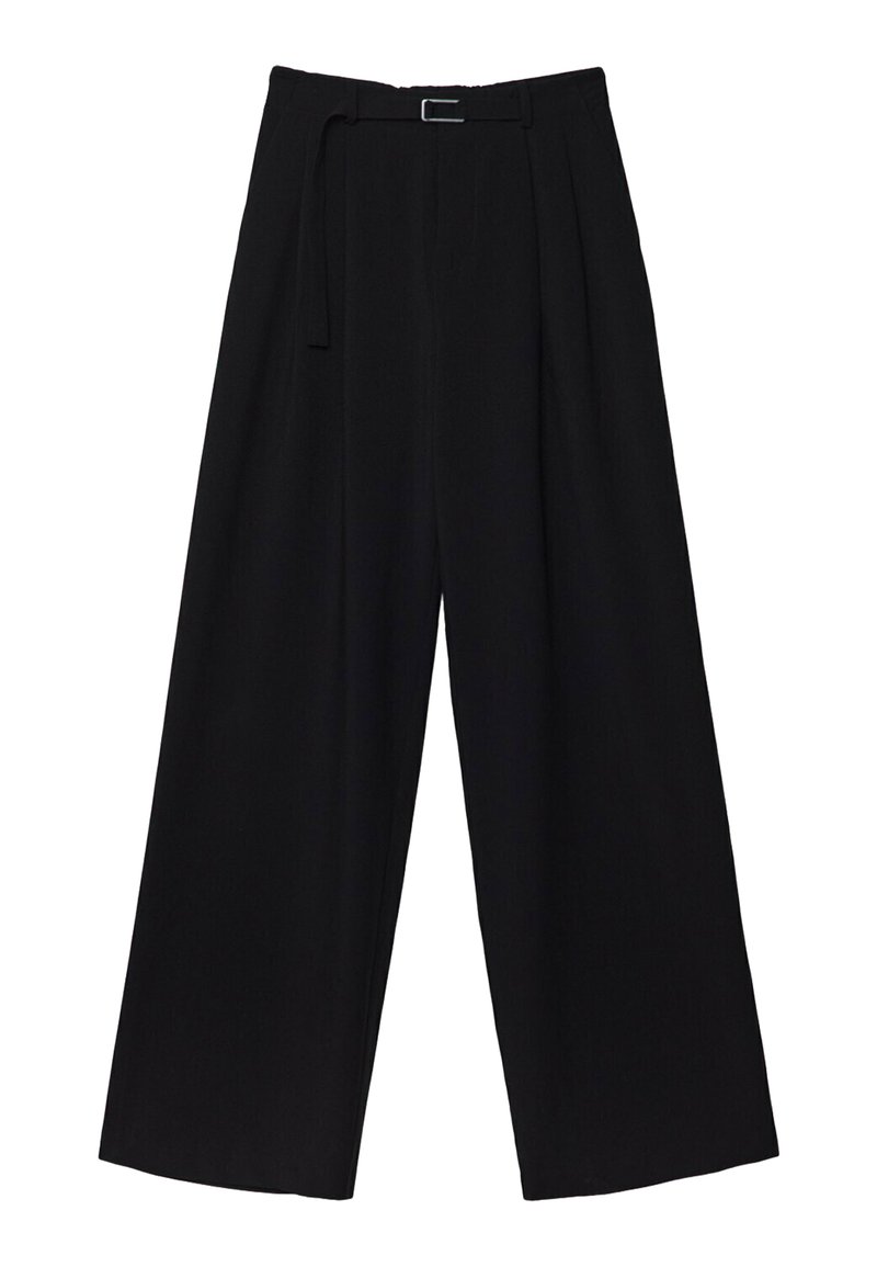 Stradivarius Stradivarius WITH BUCKLE DETAIL - Trousers - black 50% Rabatt für begrenzte Zeit
