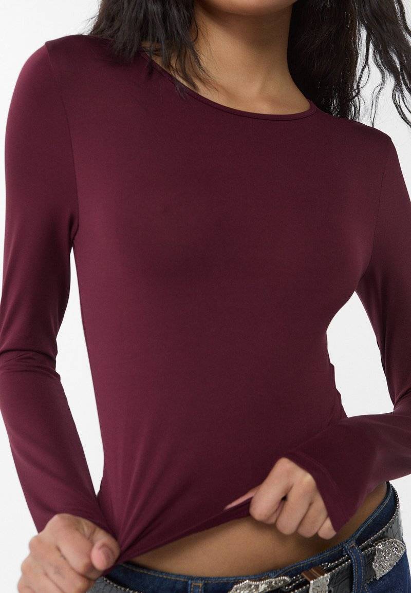 Stradivarius Stradivarius Long sleeved top - bordeaux Auslauf