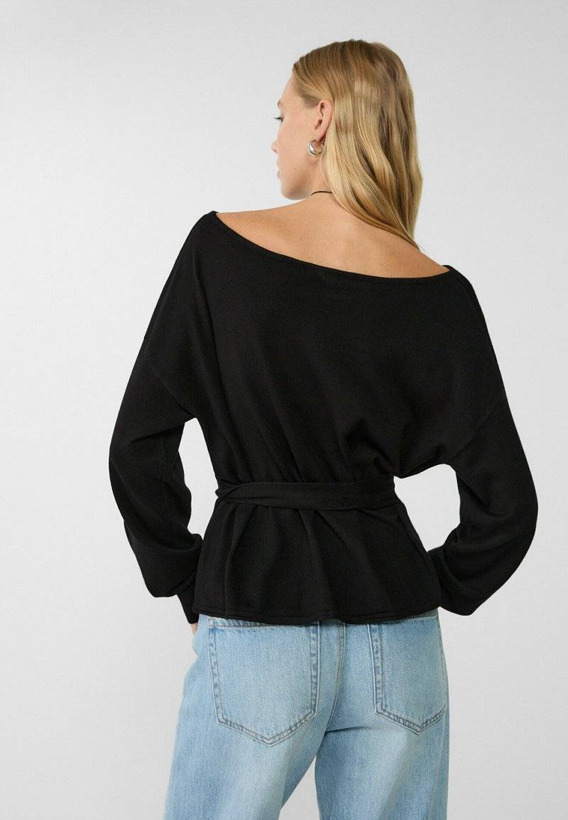 Stradivarius Stradivarius BOAT NECK - Jumper - black Meist gekauft