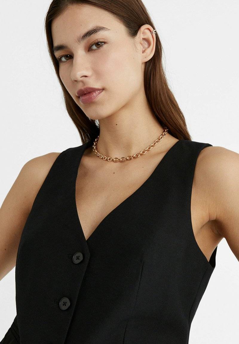 Stradivarius Stradivarius SHORT BUTTONED - Waistcoat - black Versandkostenfrei