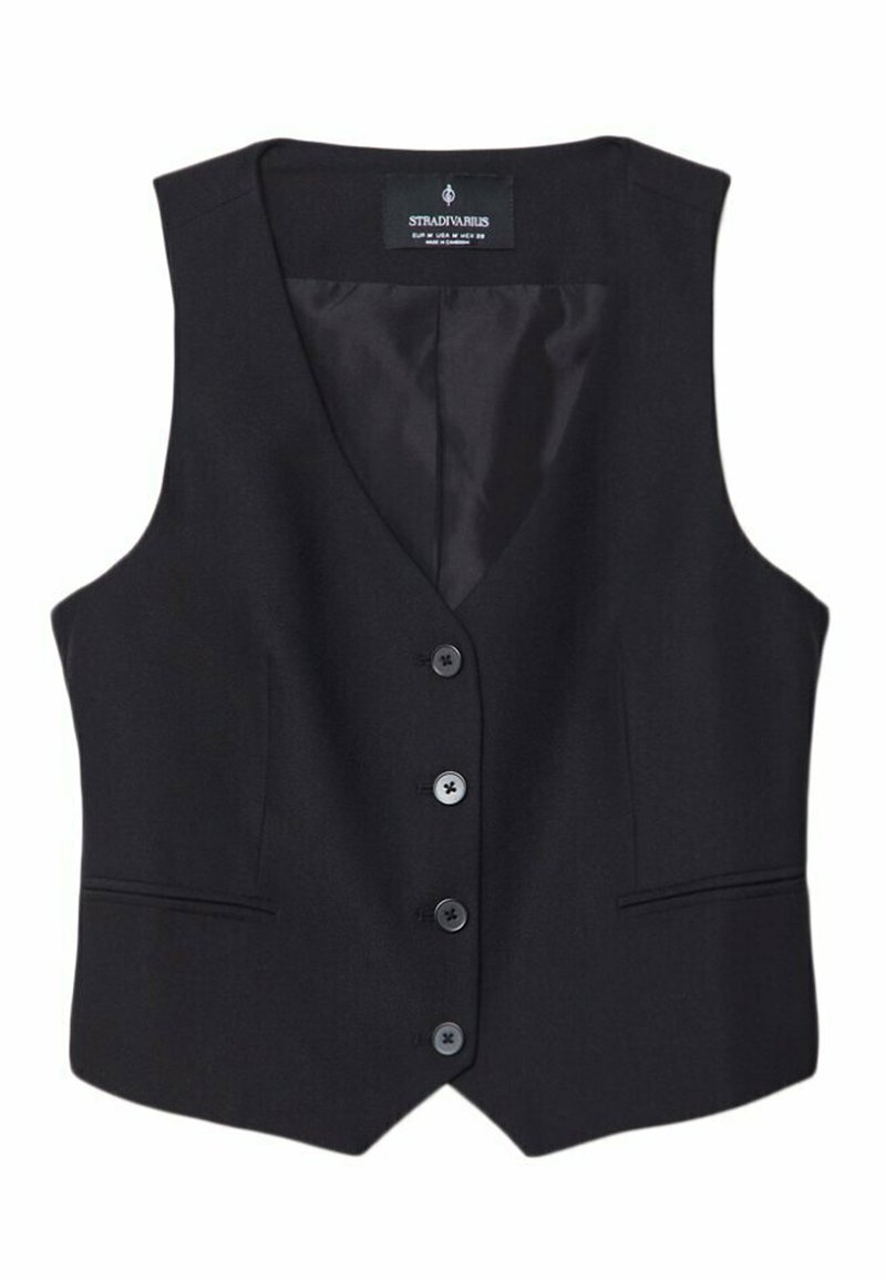 Stradivarius Stradivarius SHORT BUTTONED - Waistcoat - black Versandkostenfrei