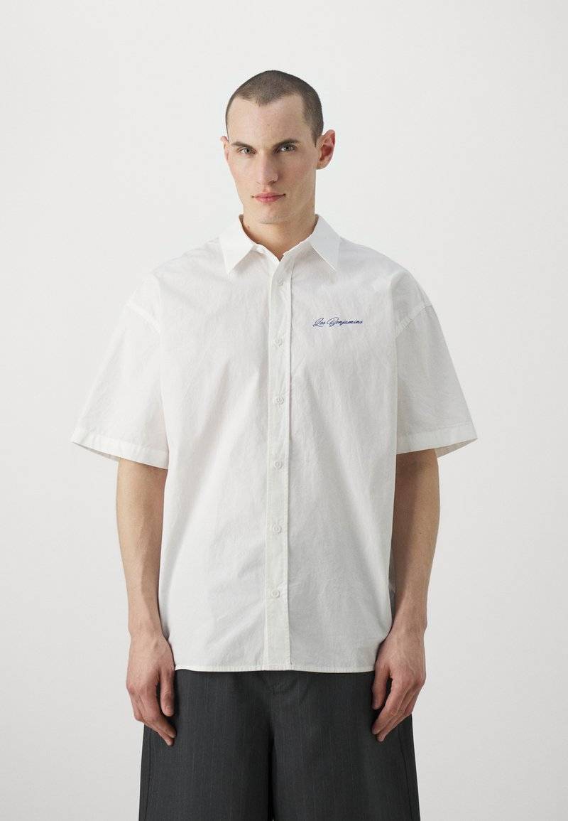 Les Benjamins Les Benjamins SHORT SLEEVE UNISEX - Button-down blouse - white Sonderangebot der Fabrik
