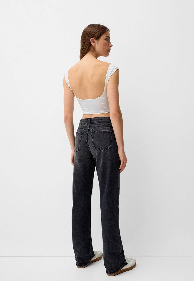 Bershka Bershka Straight leg jeans - dark grey Verkauf