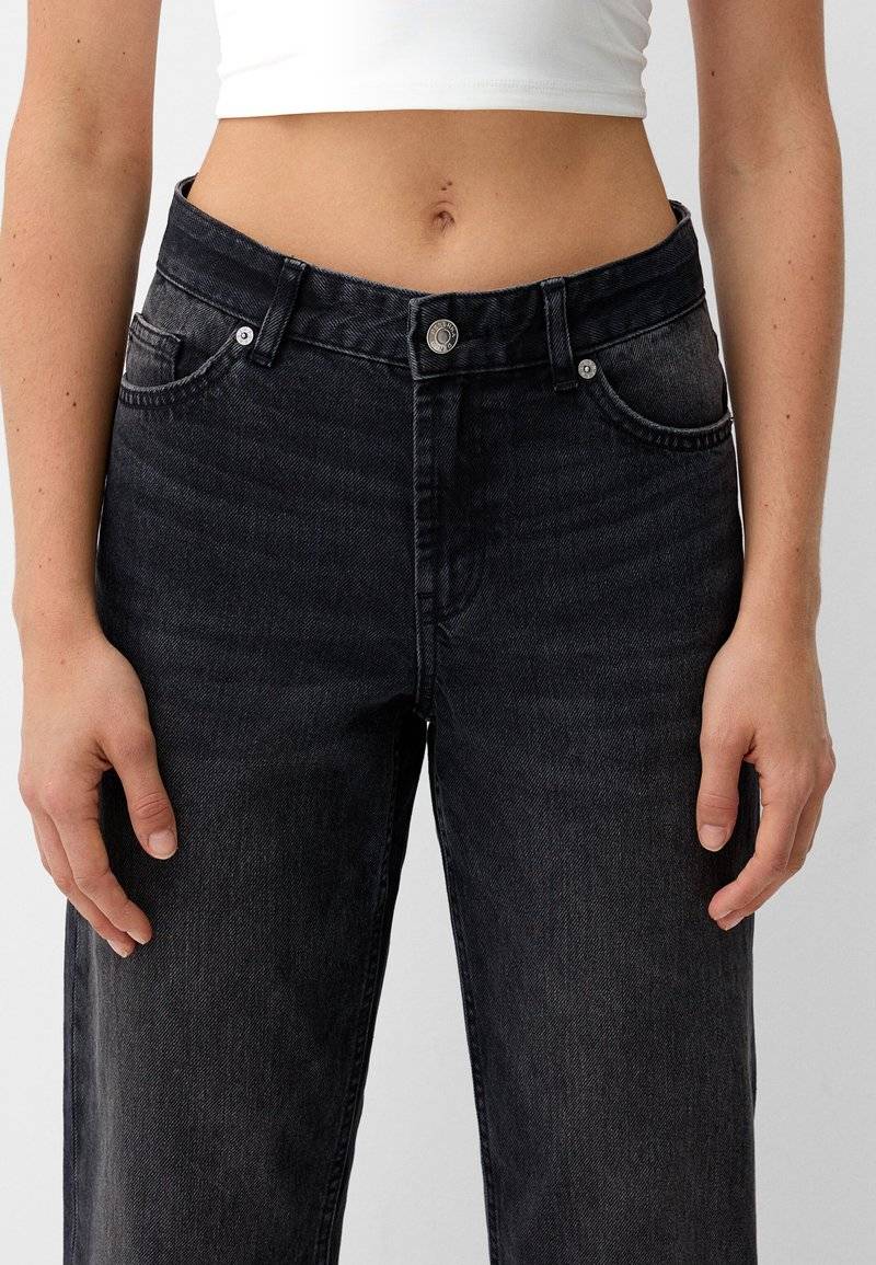 Bershka Bershka Straight leg jeans - dark grey Verkauf