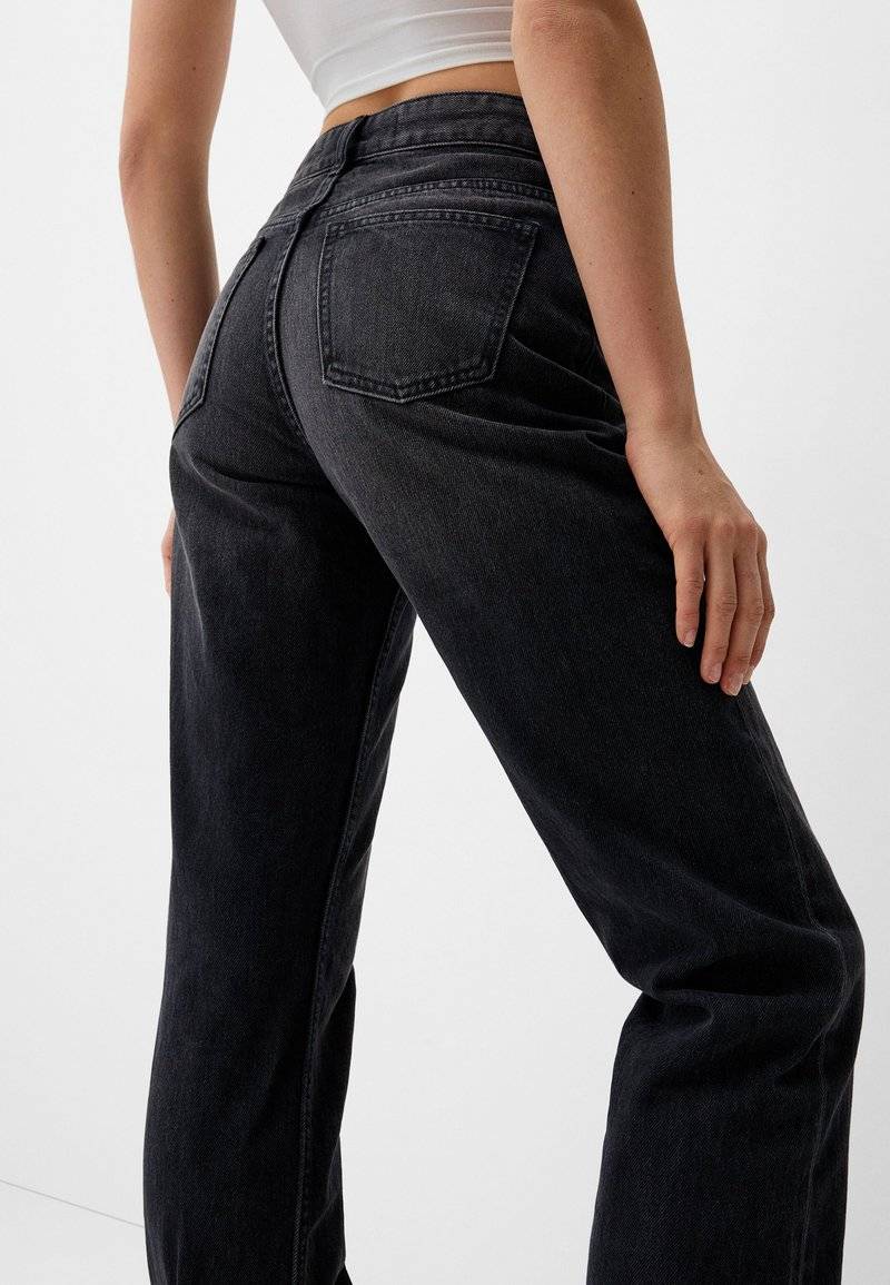 Bershka Bershka Straight leg jeans - dark grey Verkauf