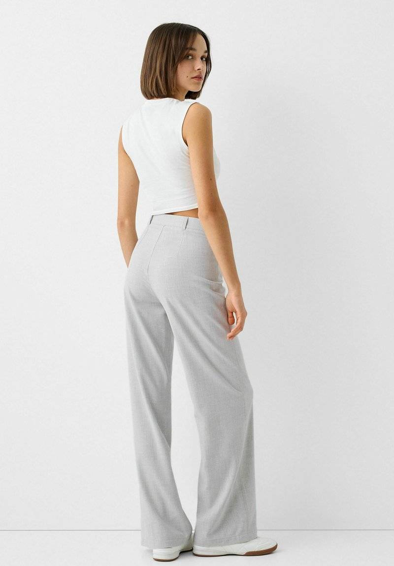 Bershka Bershka WIDE TAILORED - Trousers - mottled grey Kostenloser Versand