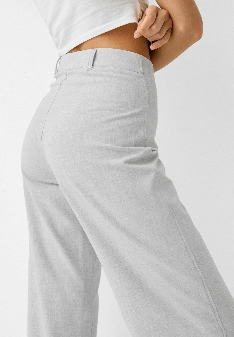 Bershka Bershka WIDE TAILORED - Trousers - mottled grey Kostenloser Versand