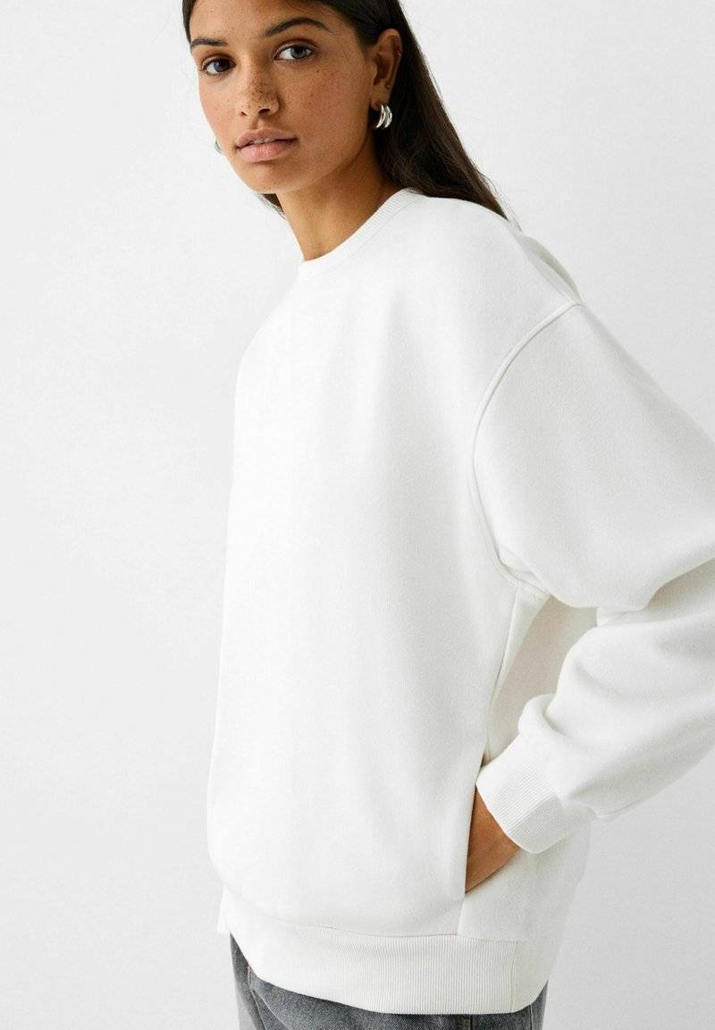 Bershka Bershka Sweatshirt - white Limitierter Zeitrabatt