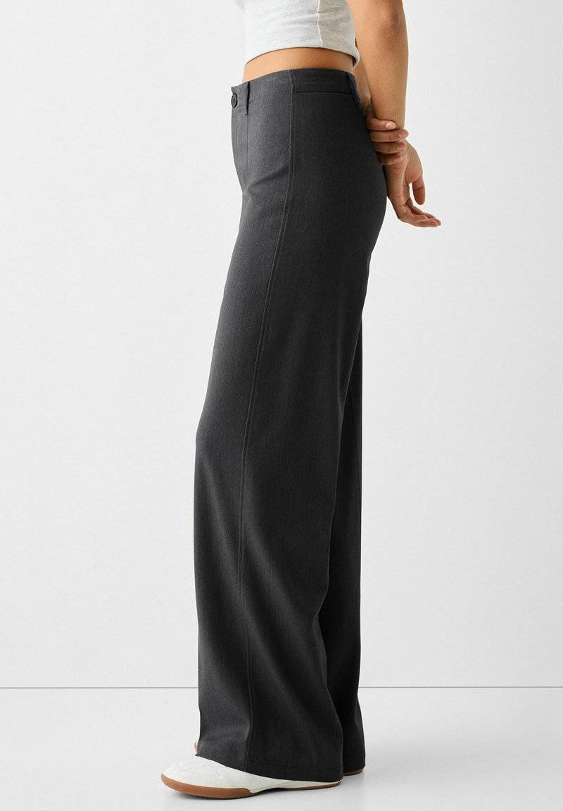 Bershka Bershka WIDE TAILORED - Trousers - mottled dark grey Günstig kaufen