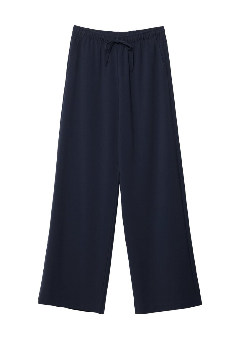 Stradivarius Stradivarius LONG FLOWING - Trousers - mottled dark blue Großer Ausverkauf