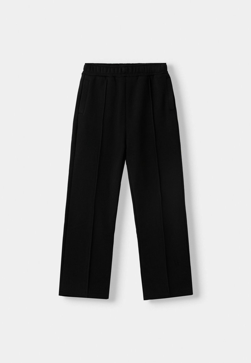 Bershka Bershka WIDE - Tracksuit bottoms - black Begrenztes Angebot