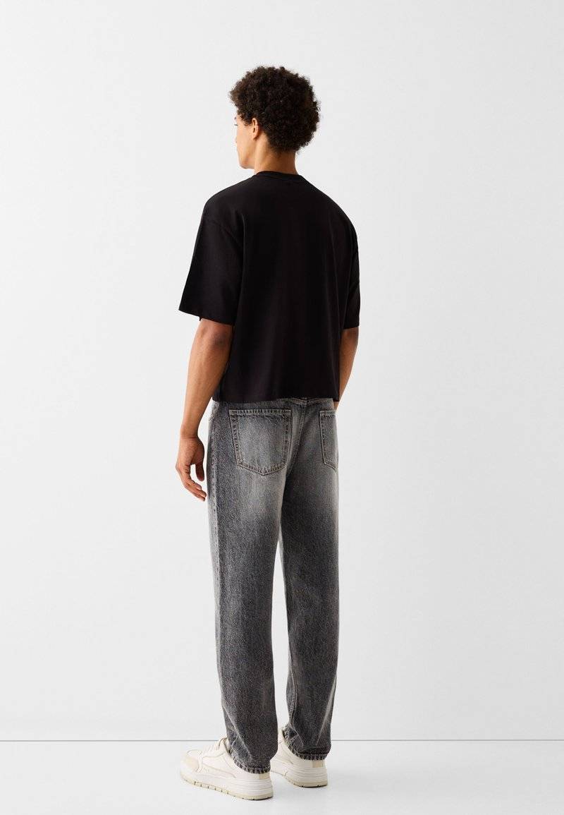 Bershka Bershka Straight leg jeans - mottled dark grey Outlet