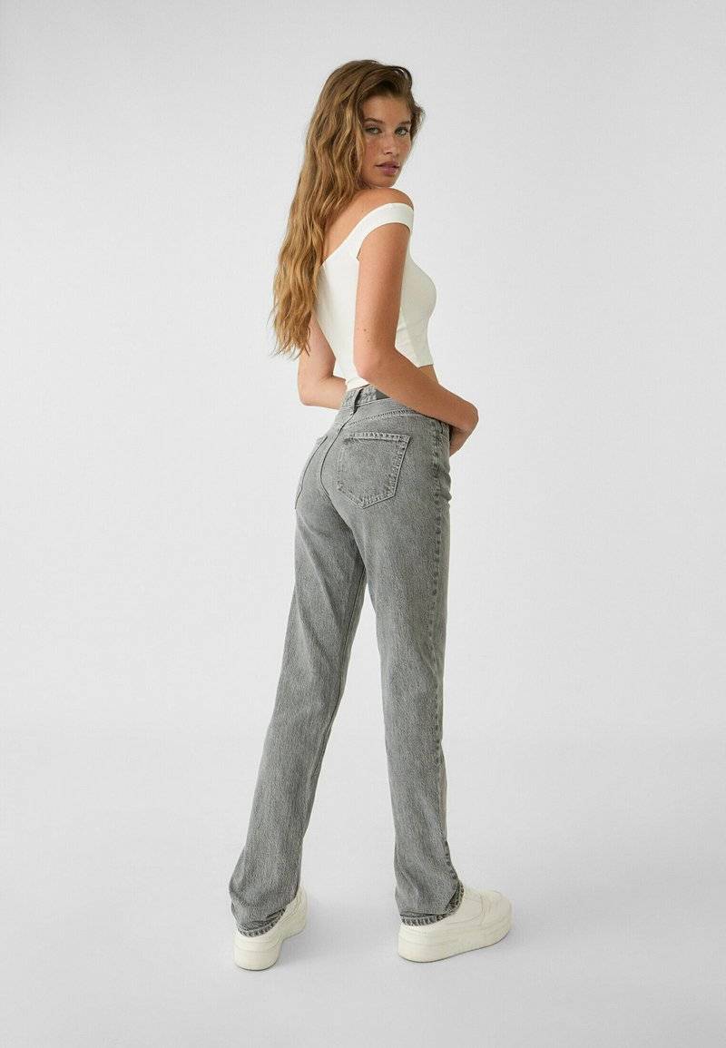 Stradivarius Stradivarius Straight leg jeans - grey denim Fabrikverkauf