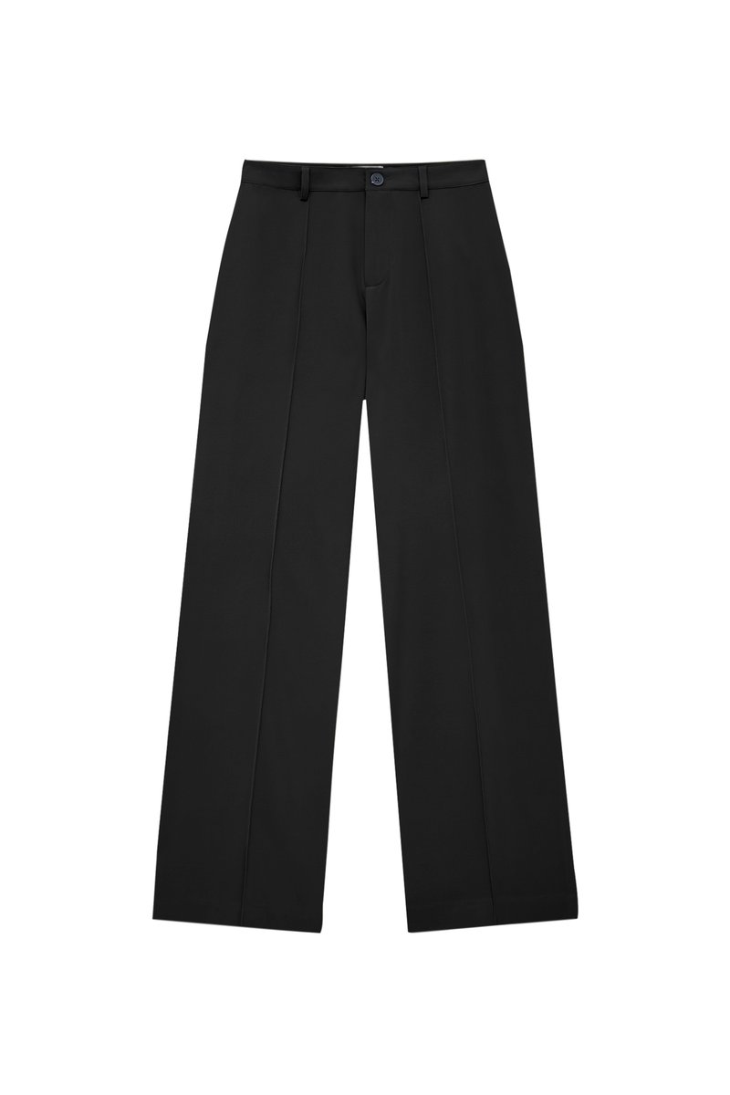 PULL&BEAR PULL&BEAR IM REGULAR-FIT MIT ZIERNAHT VORNE - Trousers - black Sonderangebot