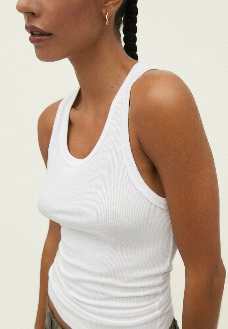 Stradivarius Stradivarius RACERBACK - Top - white denim Saisonschlussverkauf