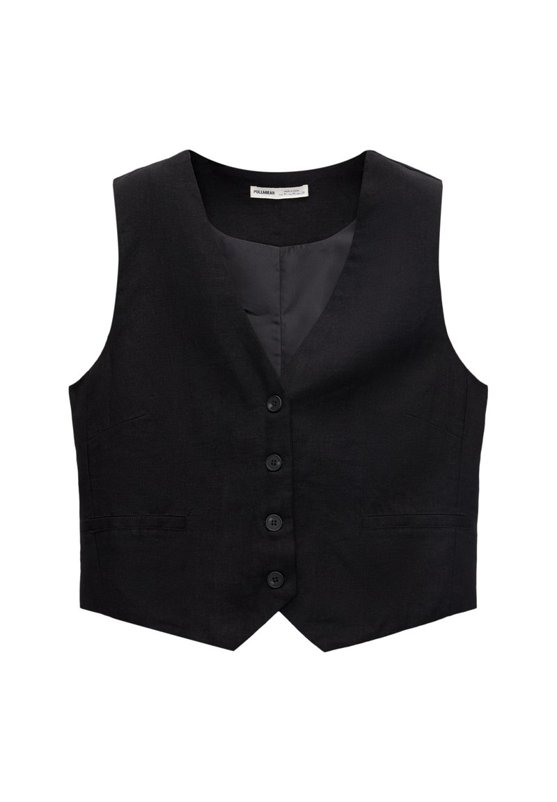 PULL&BEAR PULL&BEAR BASIC RUSTIC - Waistcoat - black Sonderangebot
