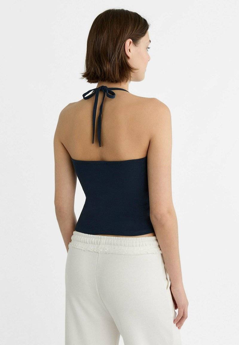 Stradivarius Stradivarius TIED HALTER - Top - dark blue Versandkostenfrei