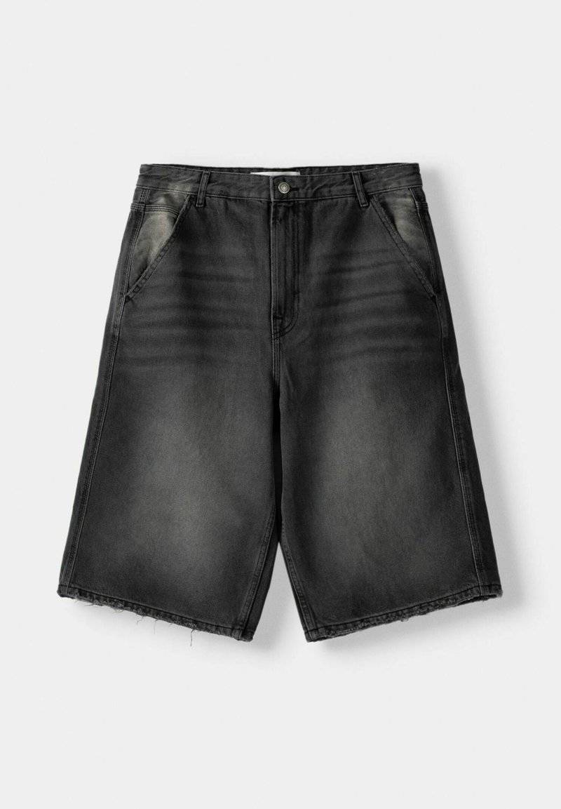 Bershka Bershka SKATER - Denim shorts - black Preisnachlass