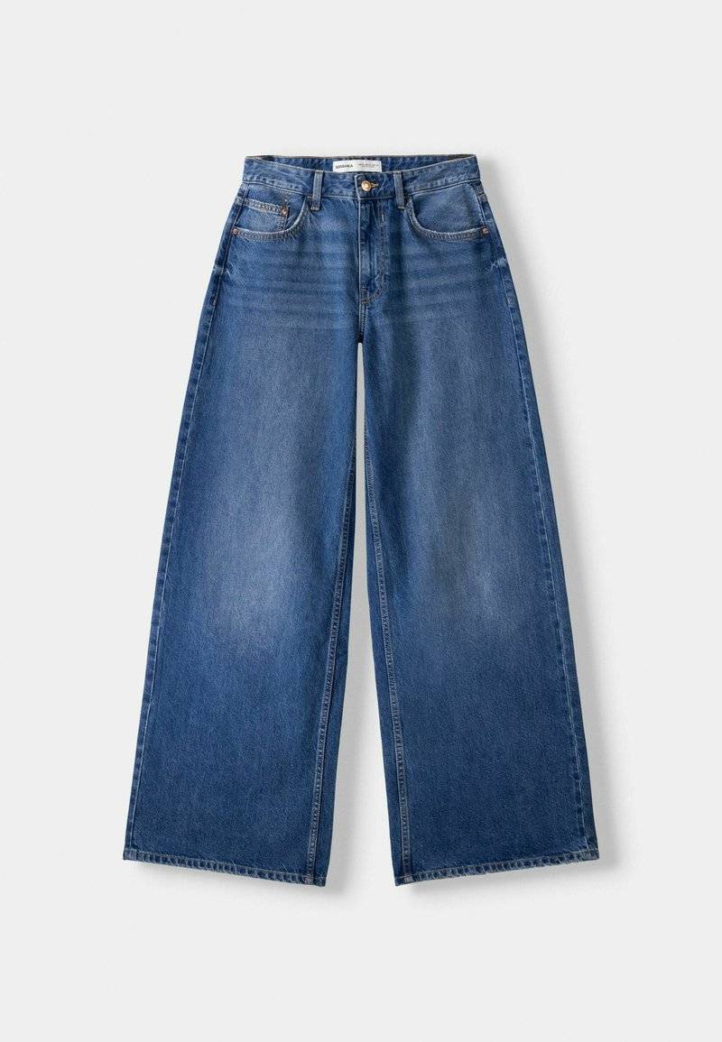 Bershka Bershka WIDE-LEG - Relaxed fit jeans - dark blue Black Friday