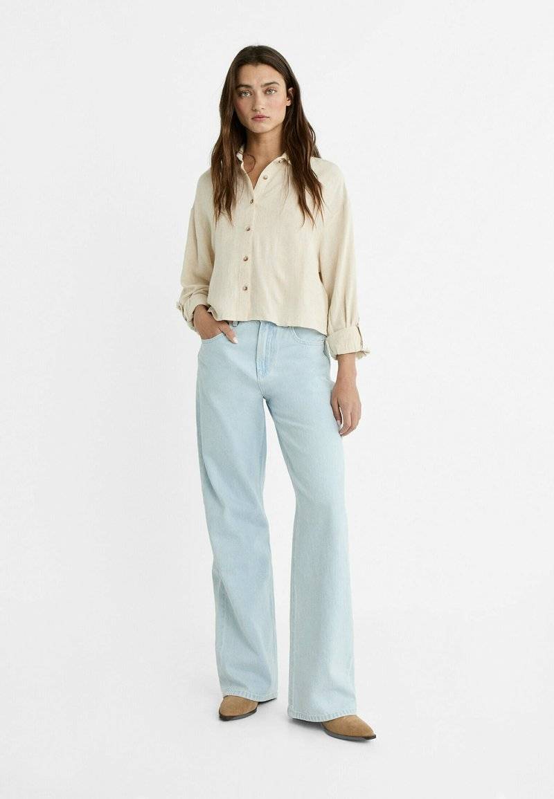 Stradivarius Stradivarius Button-down blouse - stone 50% Rabatt für begrenzte Zeit